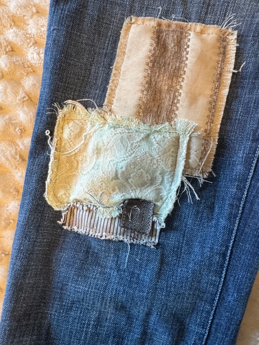 Pilcro and the Letterpress Blue Jeans with Patchwork Accents - Picture 13 of 14